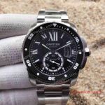 Swiss Quality Replica Calibre De Cartier Diver Stainless Steel Black Dial Watch